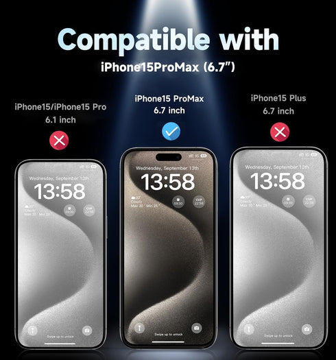 MAGIC JOHN 2 Pack for iPhone 15 Pro Max 6.7 inch Privacy Glass Screen Protector, Auto Dust-Elimination Installation, Bubble Free, HD Clear, Easy I...